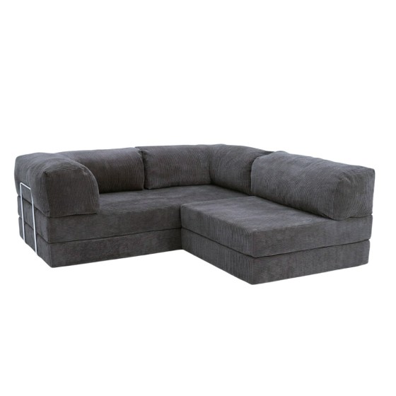 Narożnik 3-osobowy Ciemnoszary NESTI MINI Sztruks