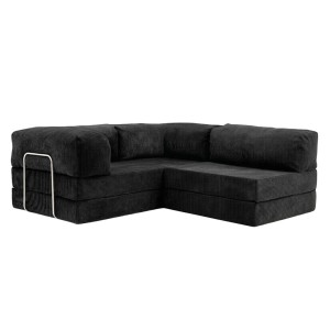 Narożnik 3-osobowy Czarny NESTI MINI Sztruks