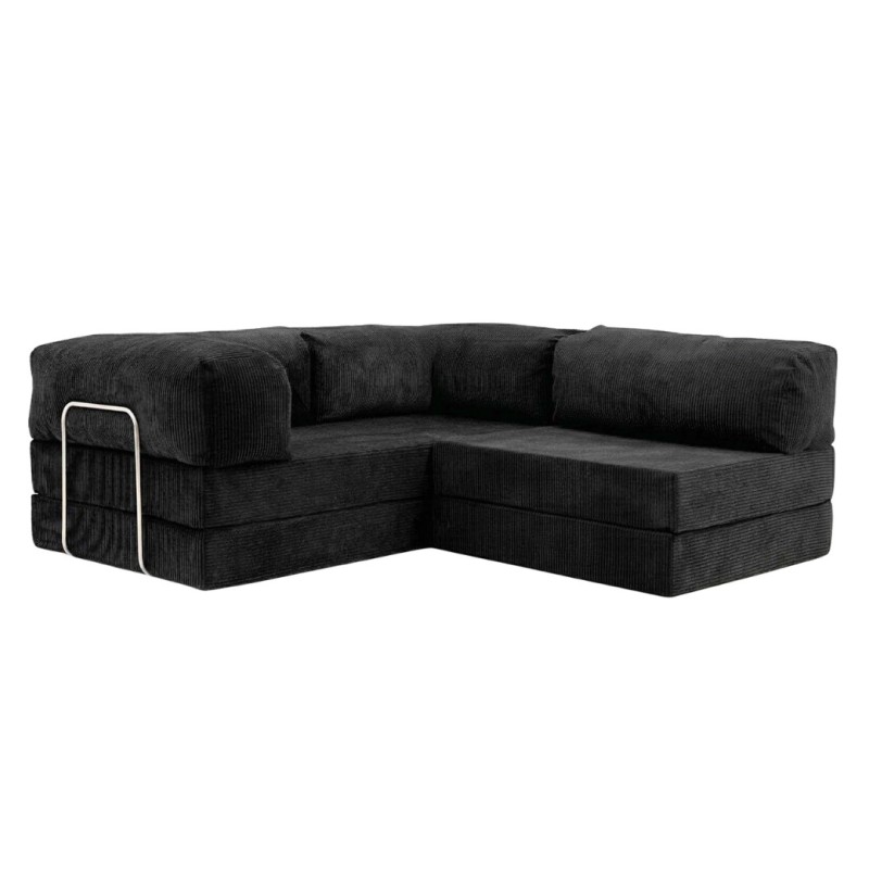 Narożnik 3-osobowy Czarny NESTI MINI Sztruks