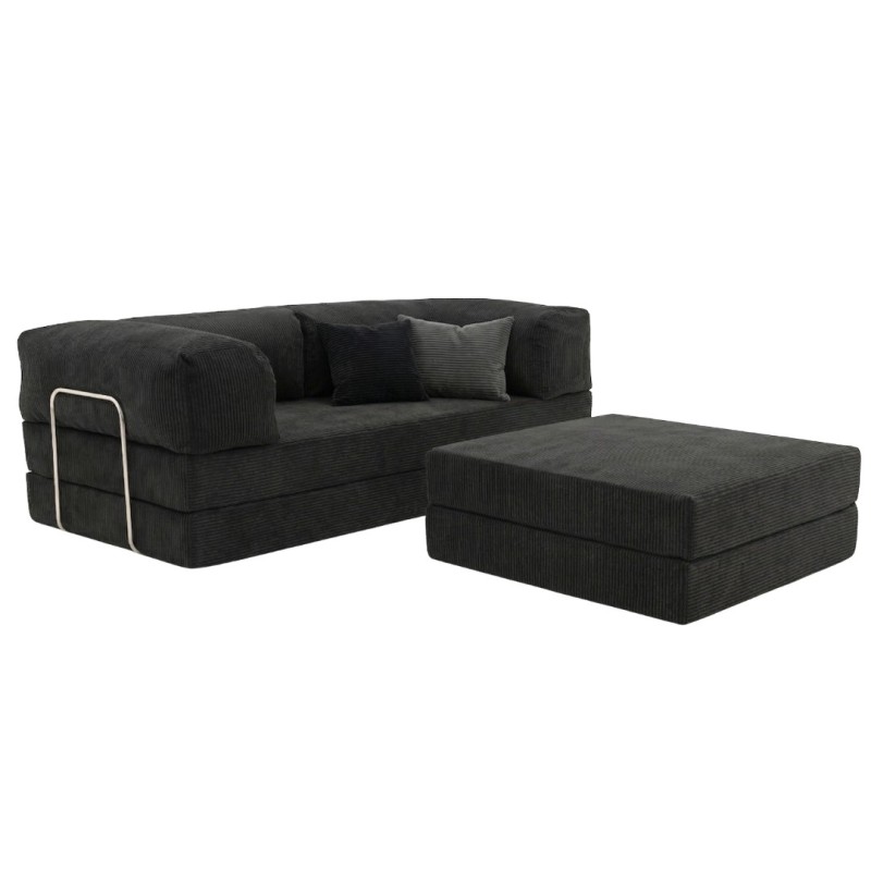 Narożnik 3-osobowy Czarny NESTI MINI Sztruks