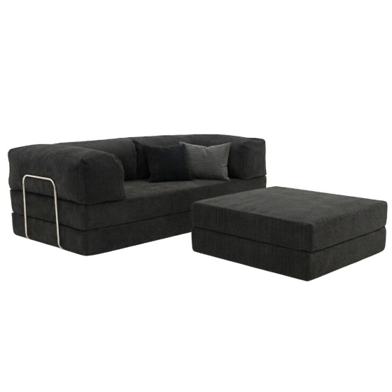 Narożnik 3-osobowy Czarny NESTI MINI Sztruks