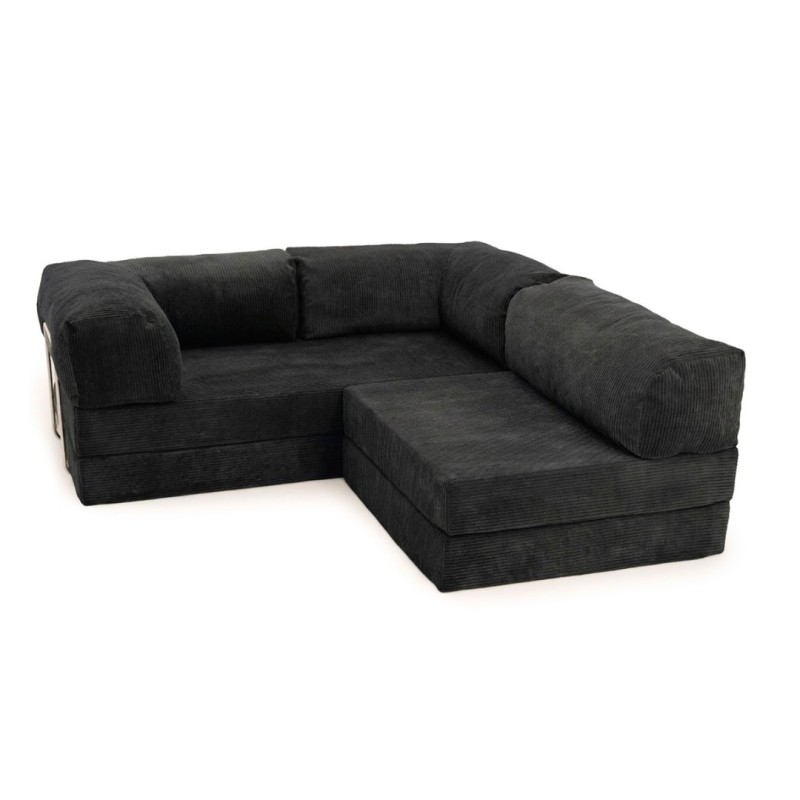 Narożnik 3-osobowy Czarny NESTI MINI Sztruks