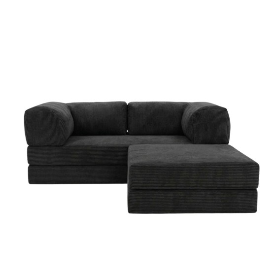 Narożnik 3-osobowy Czarny NESTI MINI Sztruks