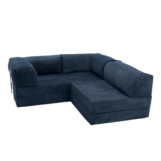 Narożnik 3-osobowy Granatowy NESTI MINI Sztruks