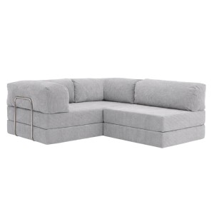 Narożnik 3-osobowy Jasnoszary NESTI MINI Sztruks