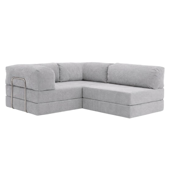 Narożnik 3-osobowy Jasnoszary NESTI MINI Sztruks