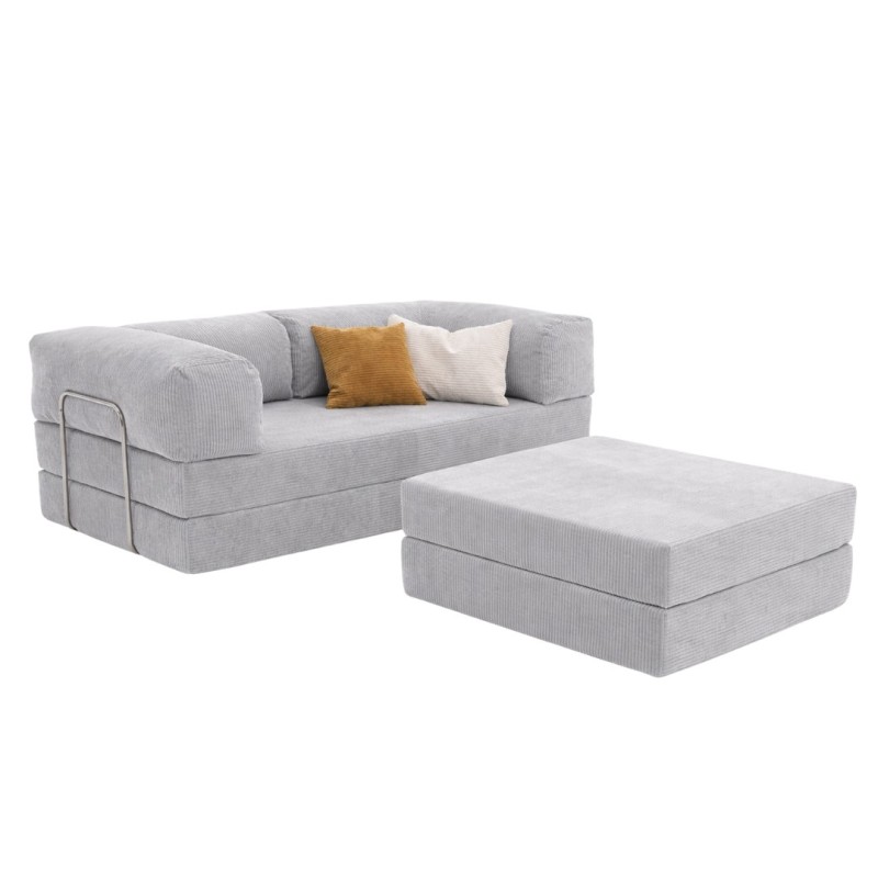 Narożnik 3-osobowy Jasnoszary NESTI MINI Sztruks