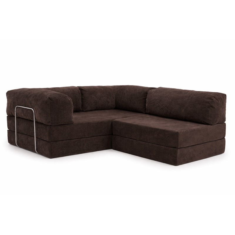 Narożnik 3-osobowy Brązowy NESTI MINI Sztruks