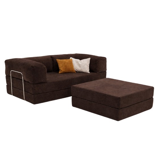 Narożnik 3-osobowy Brązowy NESTI MINI Sztruks