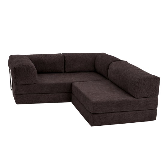 Narożnik 3-osobowy Brązowy NESTI MINI Sztruks