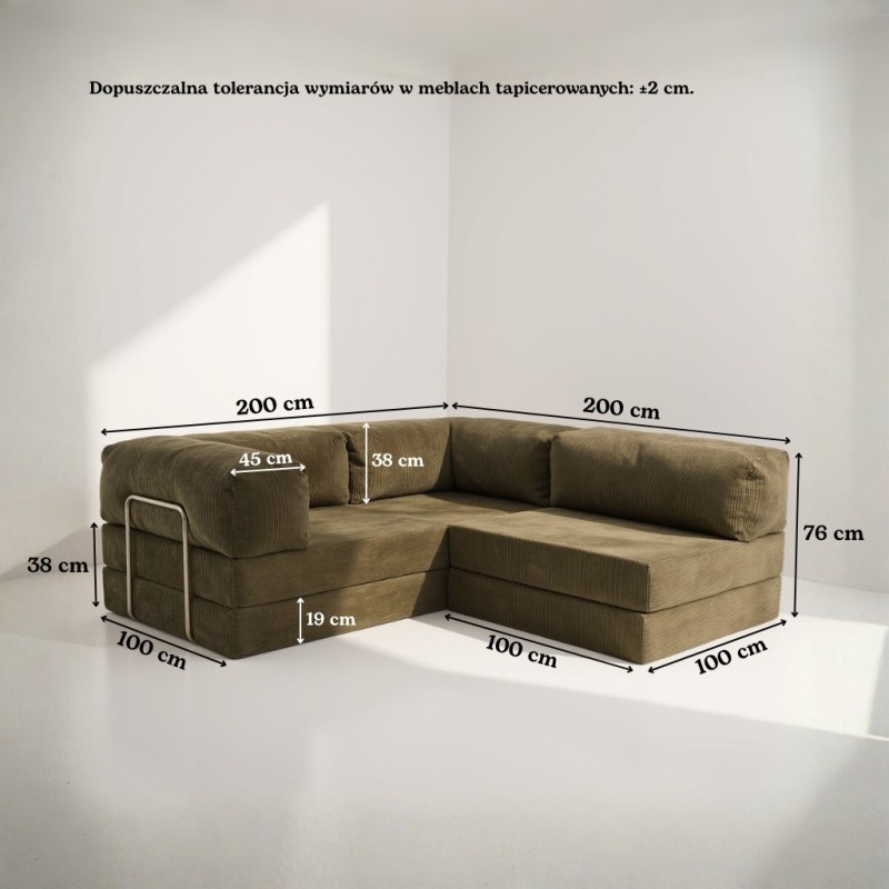 Narożnik 3-osobowy Ceglasty NESTI MINI | Domyou