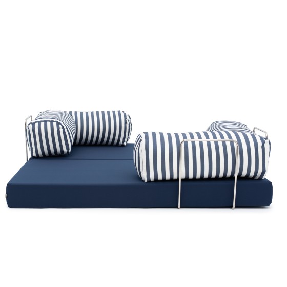 Sofa ogrodowa 2-osobowa NESTI Outdoor (biało-granatowe pasy)