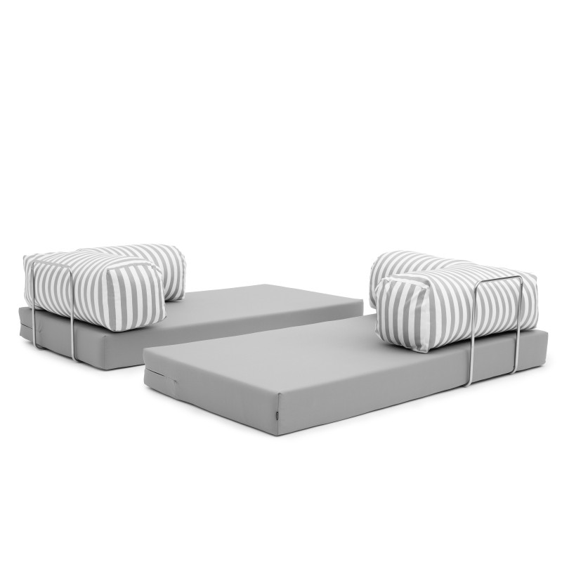 Sofa ogrodowa 2-osobowa NESTI Outdoor (biało-szare pasy)