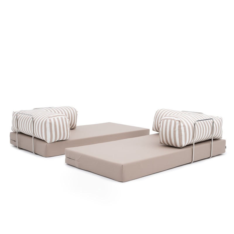 Sofa ogrodowa 2-osobowa NESTI Outdoor (biało-beżowe pasy)