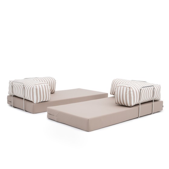 Sofa ogrodowa 2-osobowa NESTI Outdoor (biało-beżowe pasy)