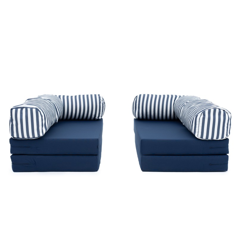 Narożnik ogrodowy 3-osobowy NESTI II Outdoor (biało-granatowe pasy)