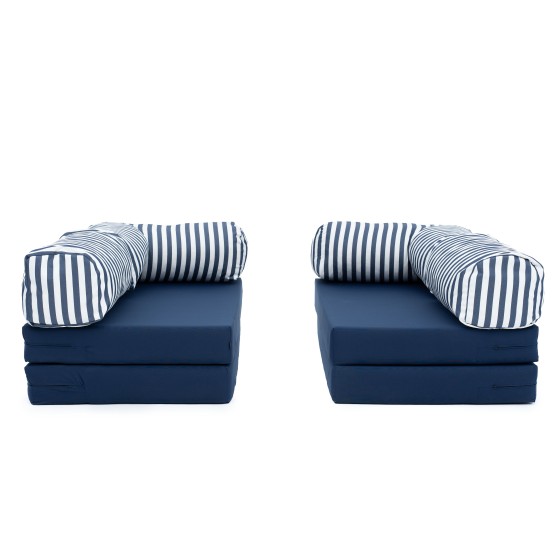 Narożnik ogrodowy 3-osobowy NESTI II Outdoor (biało-granatowe pasy)