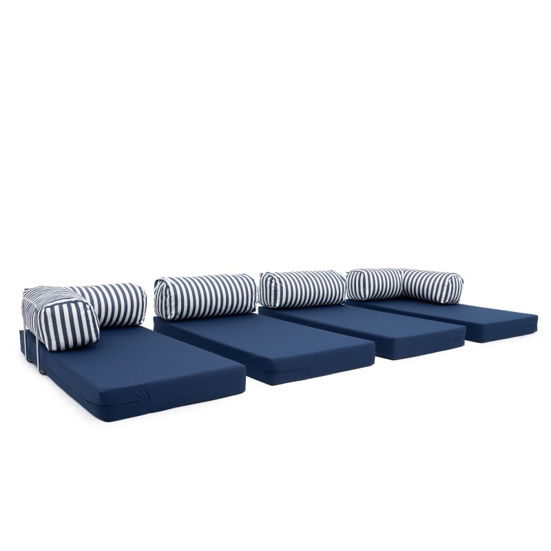 Narożnik ogrodowy 3-osobowy NESTI II Outdoor (biało-granatowe pasy)