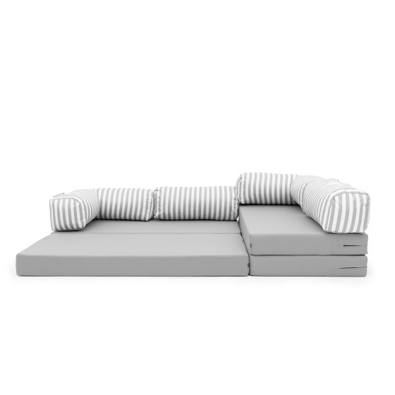 Narożnik ogrodowy 3-osobowy NESTI II Outdoor (biało-szare pasy)