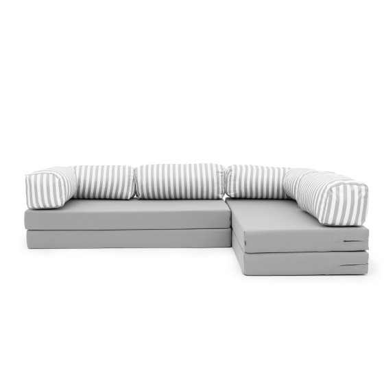 Narożnik ogrodowy 3-osobowy NESTI II Outdoor (biało-szare pasy)