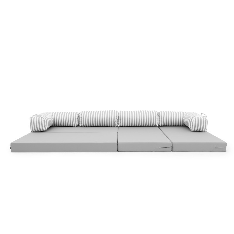 Narożnik ogrodowy 3-osobowy NESTI II Outdoor (biało-szare pasy)