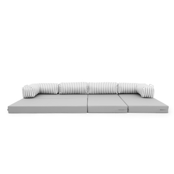 Narożnik ogrodowy 3-osobowy NESTI II Outdoor (biało-szare pasy)