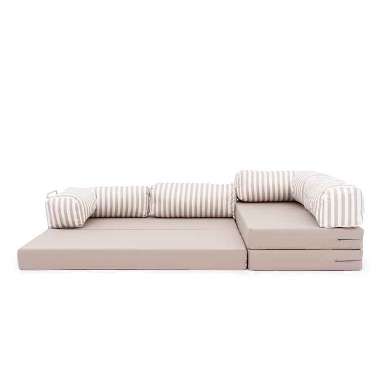 Narożnik ogrodowy 3-osobowy NESTI II Outdoor (biało-beżowe pasy)