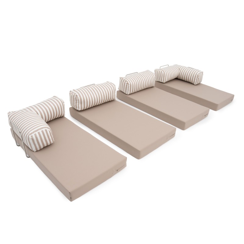 Narożnik ogrodowy 3-osobowy NESTI II Outdoor (biało-beżowe pasy)