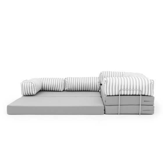 Narożnik ogrodowy 3-osobowy NESTI III Outdoor (biało-szare pasy)