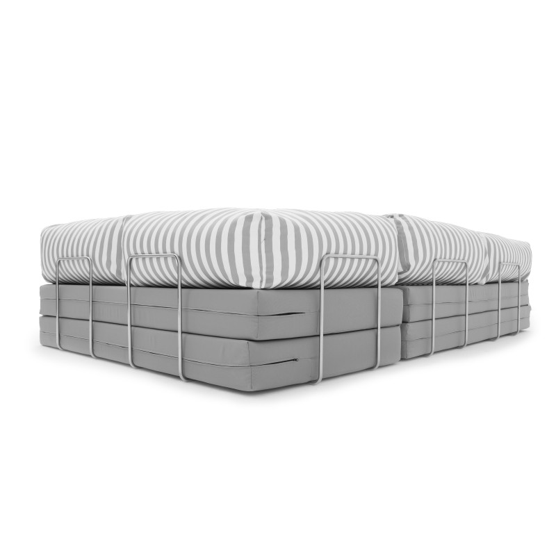 Narożnik ogrodowy 3-osobowy NESTI III Outdoor (biało-szare pasy)