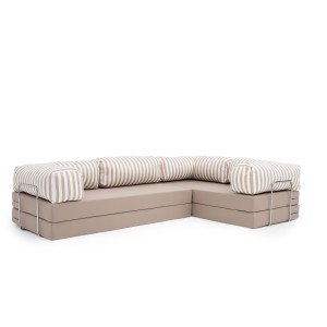 Narożnik ogrodowy 3-osobowy NESTI III Outdoor (biało-beżowe pasy)