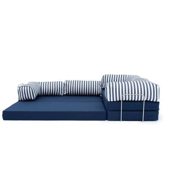 Narożnik ogrodowy 3-osobowy NESTI III Outdoor (biało-granatowe pasy)