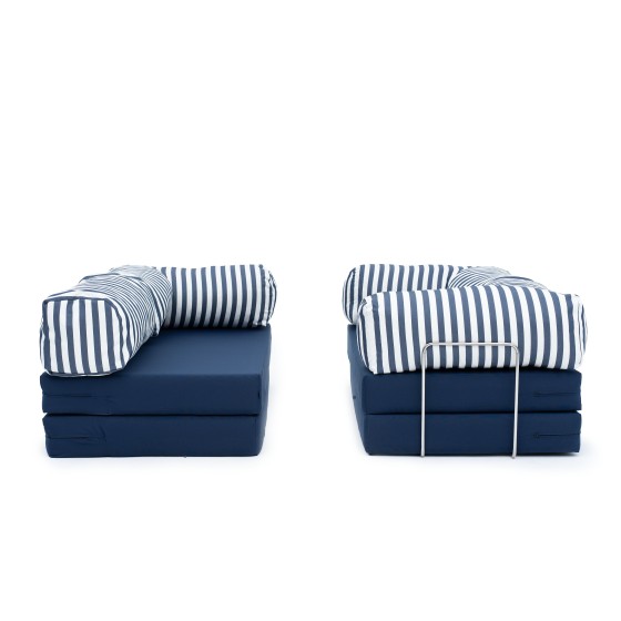 Narożnik ogrodowy 3-osobowy NESTI III Outdoor (biało-granatowe pasy)