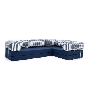 Narożnik ogrodowy 3-osobowy NESTI III Outdoor (biało-granatowe pasy)