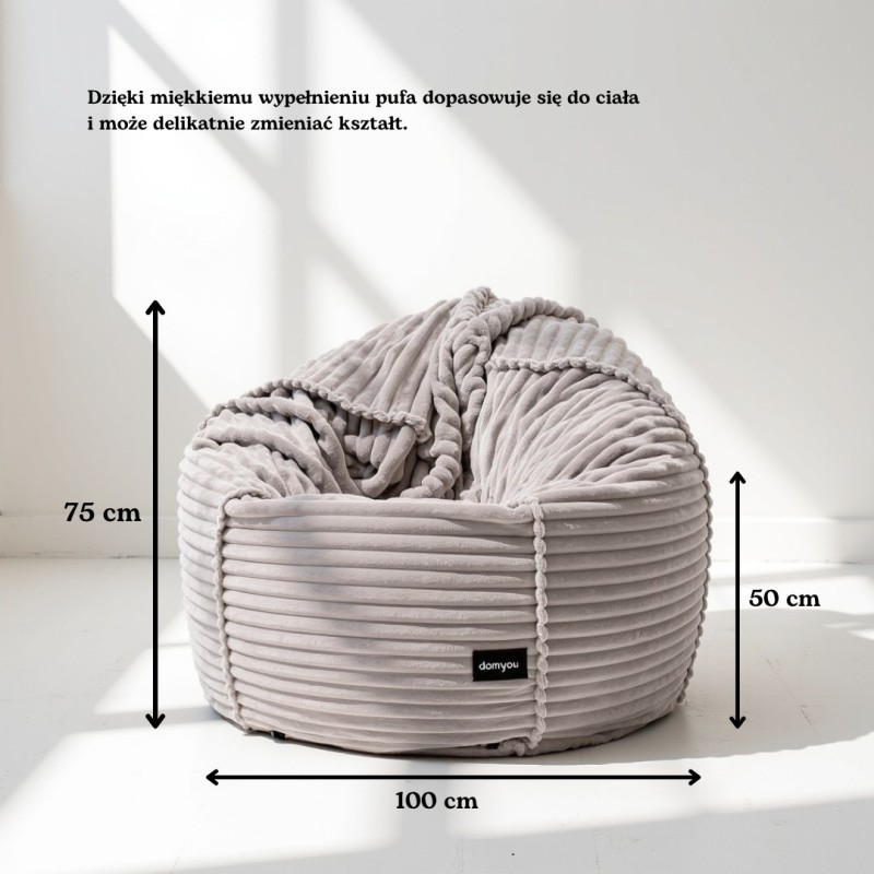 Pufa Worek Ciemnoszara Gruby Sztruks SACO