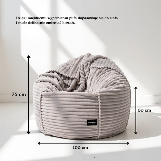 Pufa Worek Ciemnoszara Gruby Sztruks SACO