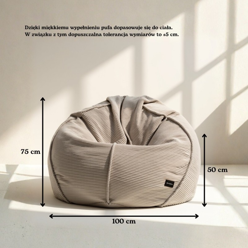 Pufa Worek Beżowa Sztruks Boho SACO Nobo