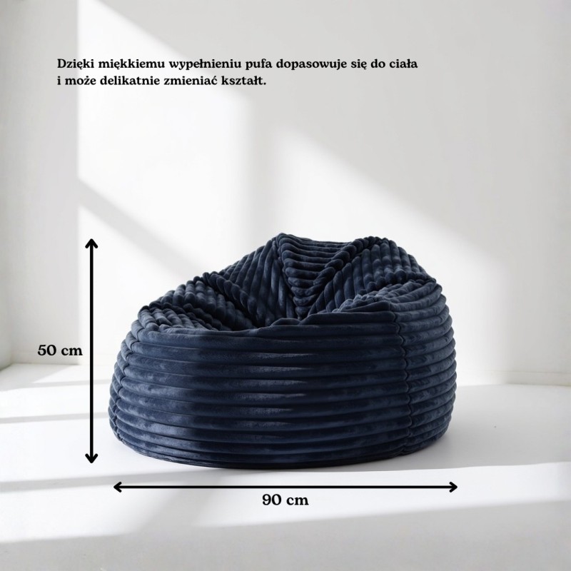 Pufa Worek Granatowa Gruby Sztruks NEST XL