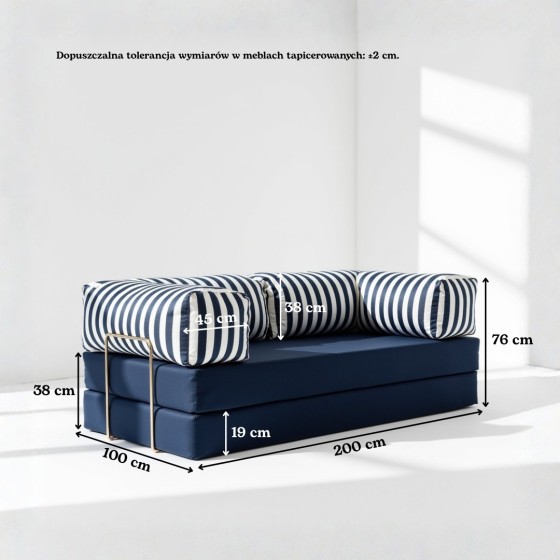 Sofa ogrodowa 2-osobowa NESTI Outdoor (biało-szare pasy)