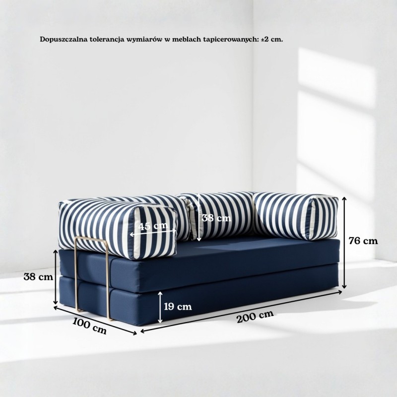 Sofa ogrodowa 2-osobowa NESTI Outdoor (biało-granatowe pasy)
