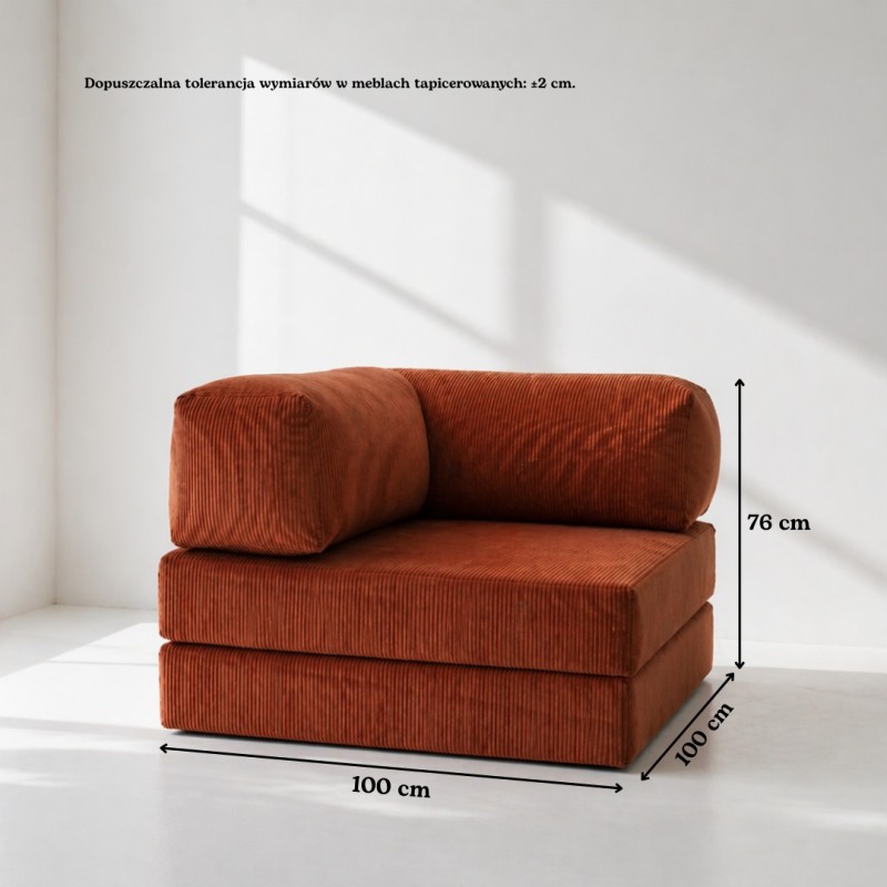 Leżanka II NESTI Ceglasty Sztruks