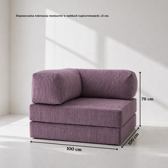 Leżanka II NESTI Fioletowy Sztruks