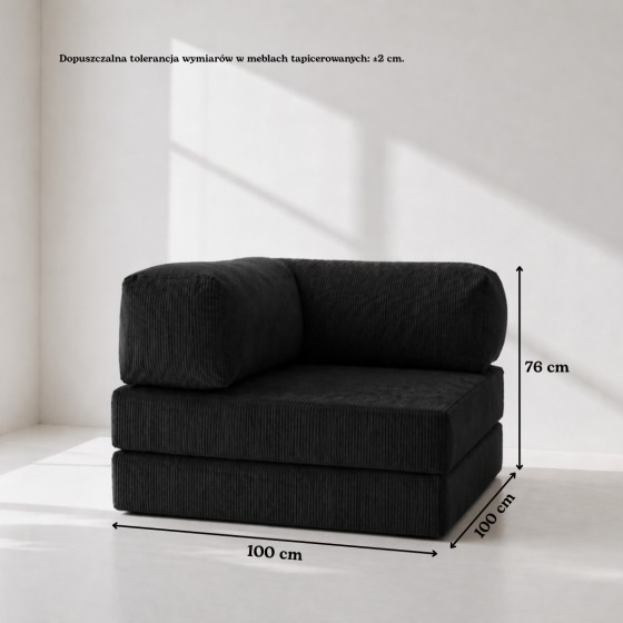 Leżanka II NESTI Czarny Sztruks