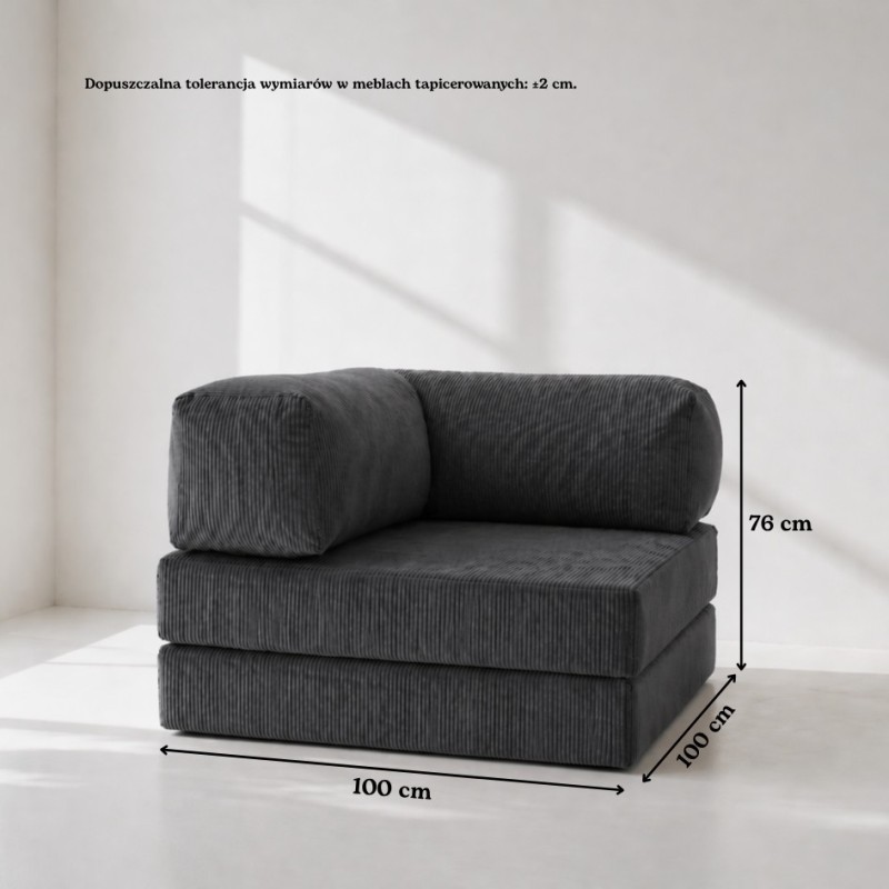 Leżanka II NESTI Ciemnoszary Sztruks