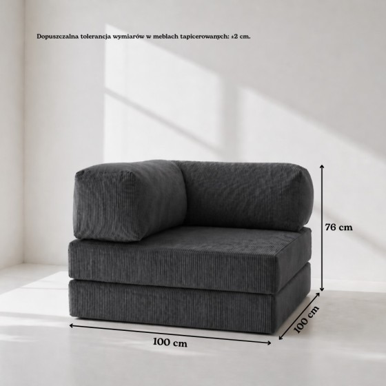 Leżanka II NESTI Ciemnoszary Sztruks
