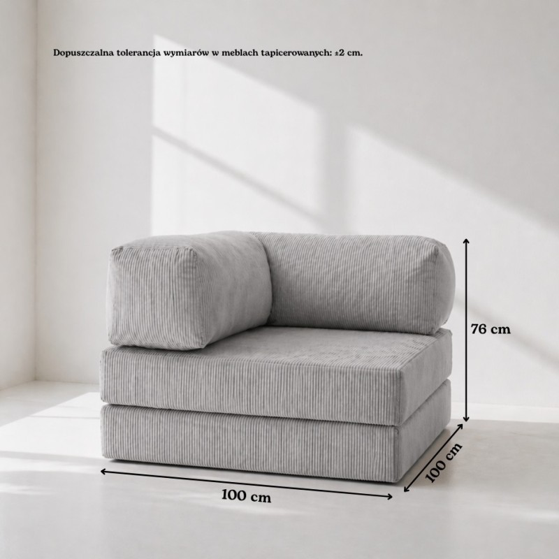 Leżanka II NESTI Jasnoszary Sztruks