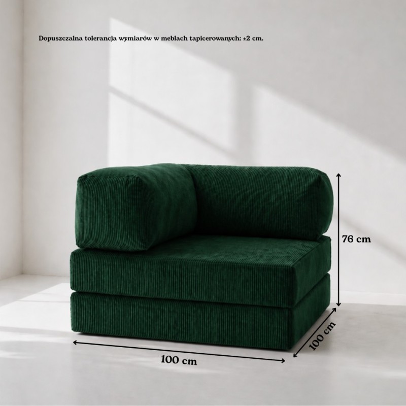 Leżanka II NESTI Sztruks Butelkowa Zieleń