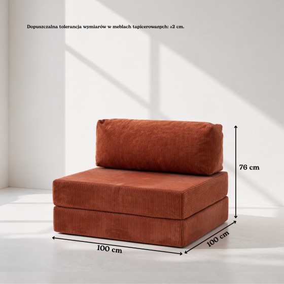 Leżanka I NESTI Ceglasty Sztruks