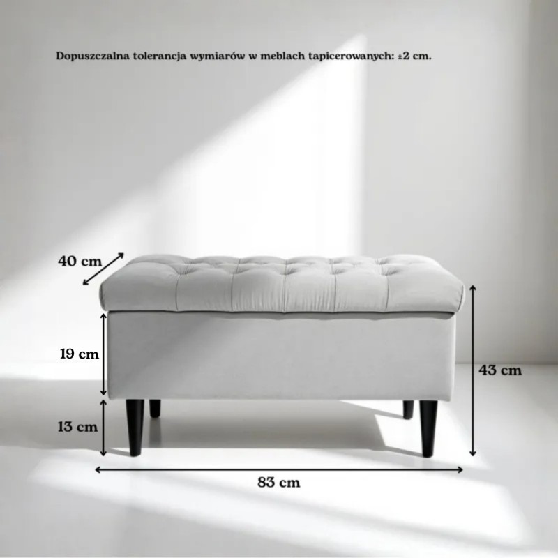 Ławka Pikowana z Pojemnikiem Butelkowa Zieleń Do Przedpokoju CHESTER