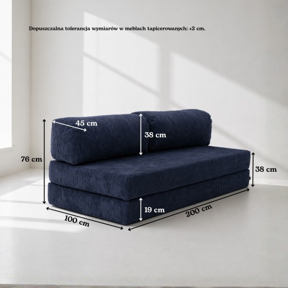 Sofa 3-osobowa NESTI Granatowy Sztruks